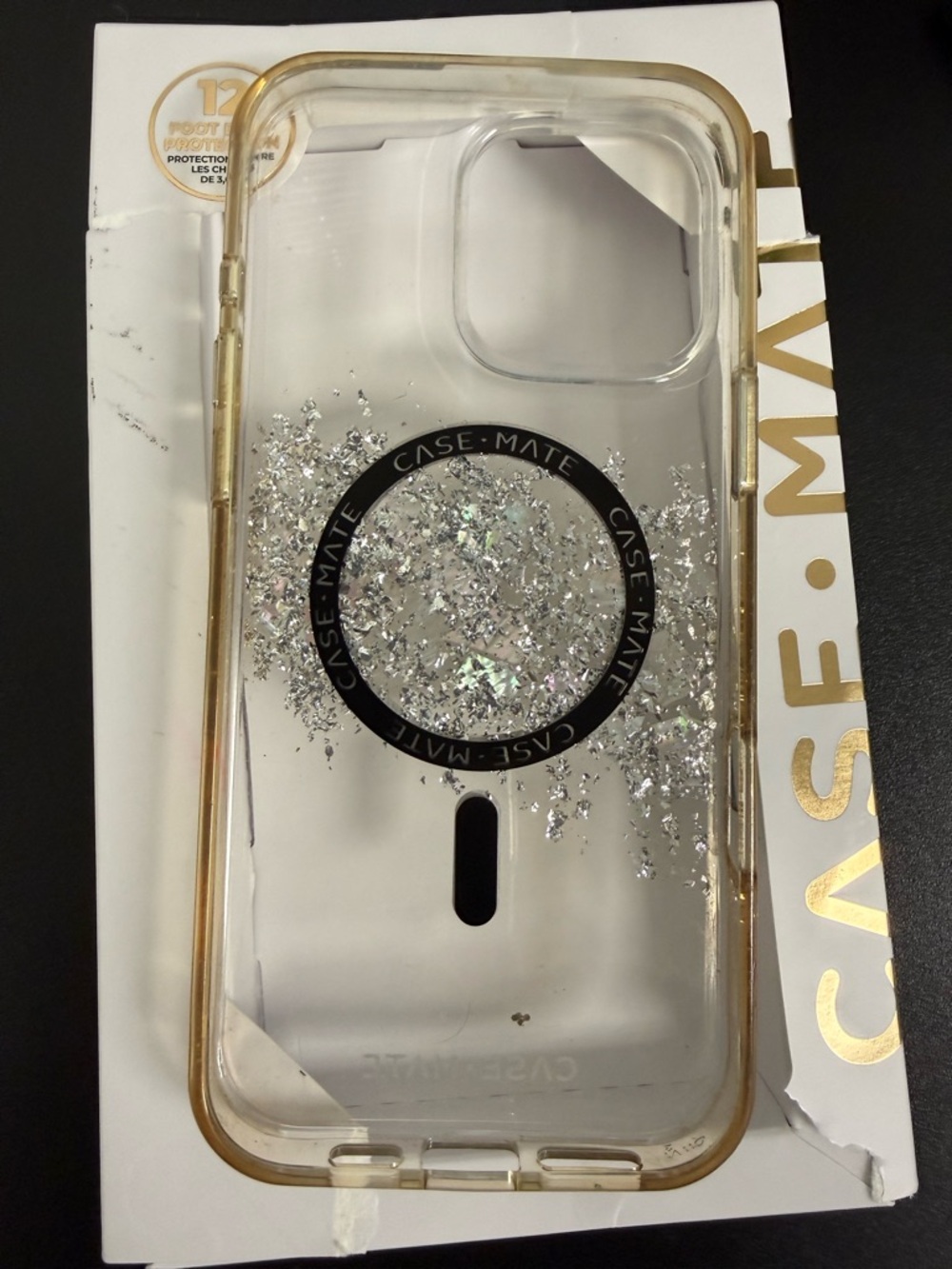 Case-Mate Clear Iridescent Glitter Phone Case with Ring - Clear/Gold - Picture 5 of 5